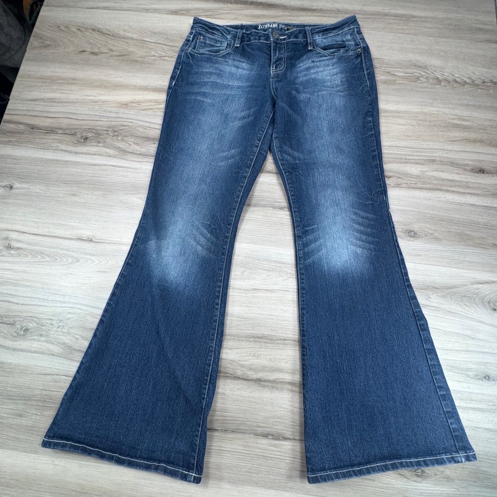 ZCO Jeans Premium Juniors 13 Medium Wash Flare Wide Leg Stretch Denim ZJ2135S4‎